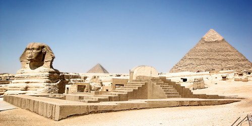 Sphinx and Giza pyramids in Egypt